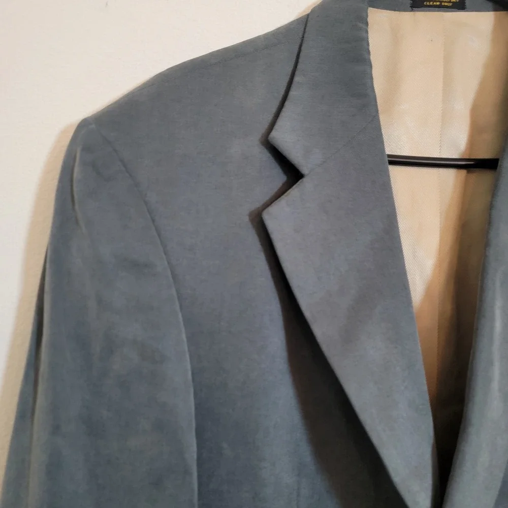 Oscar de la Renta Mens‎ 42R Blazer Slate Blue 100% Tencel 3-Button Jacket Suit